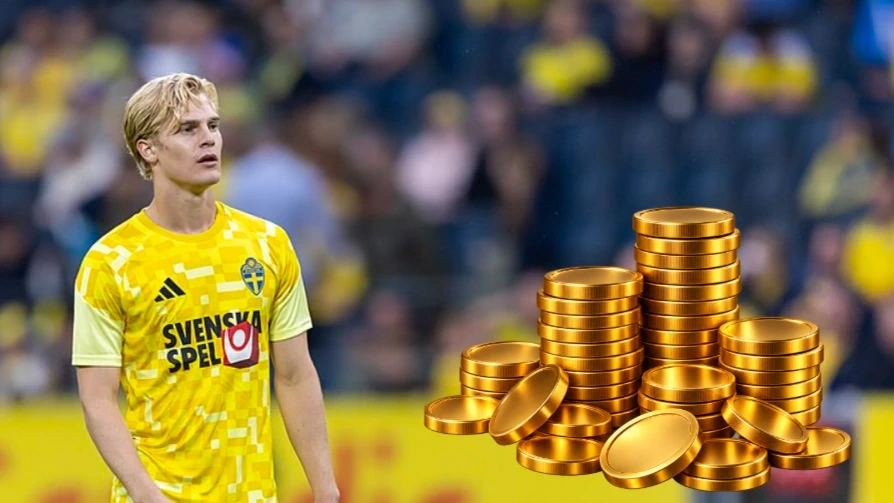 Lucas Bergvall under landskampen mellan Sverige och Grekland